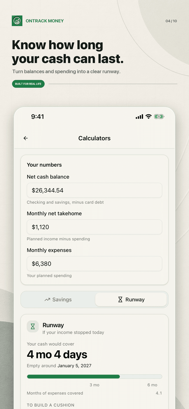 Cash runway calculator